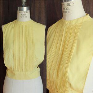 Vintage 1950s Dickie, Suitor by Babe Yellow Blouse Front with Pintucks